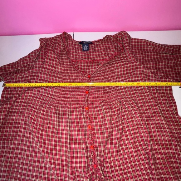 Red Plaid Denim Blouse - Picture 7 of 9